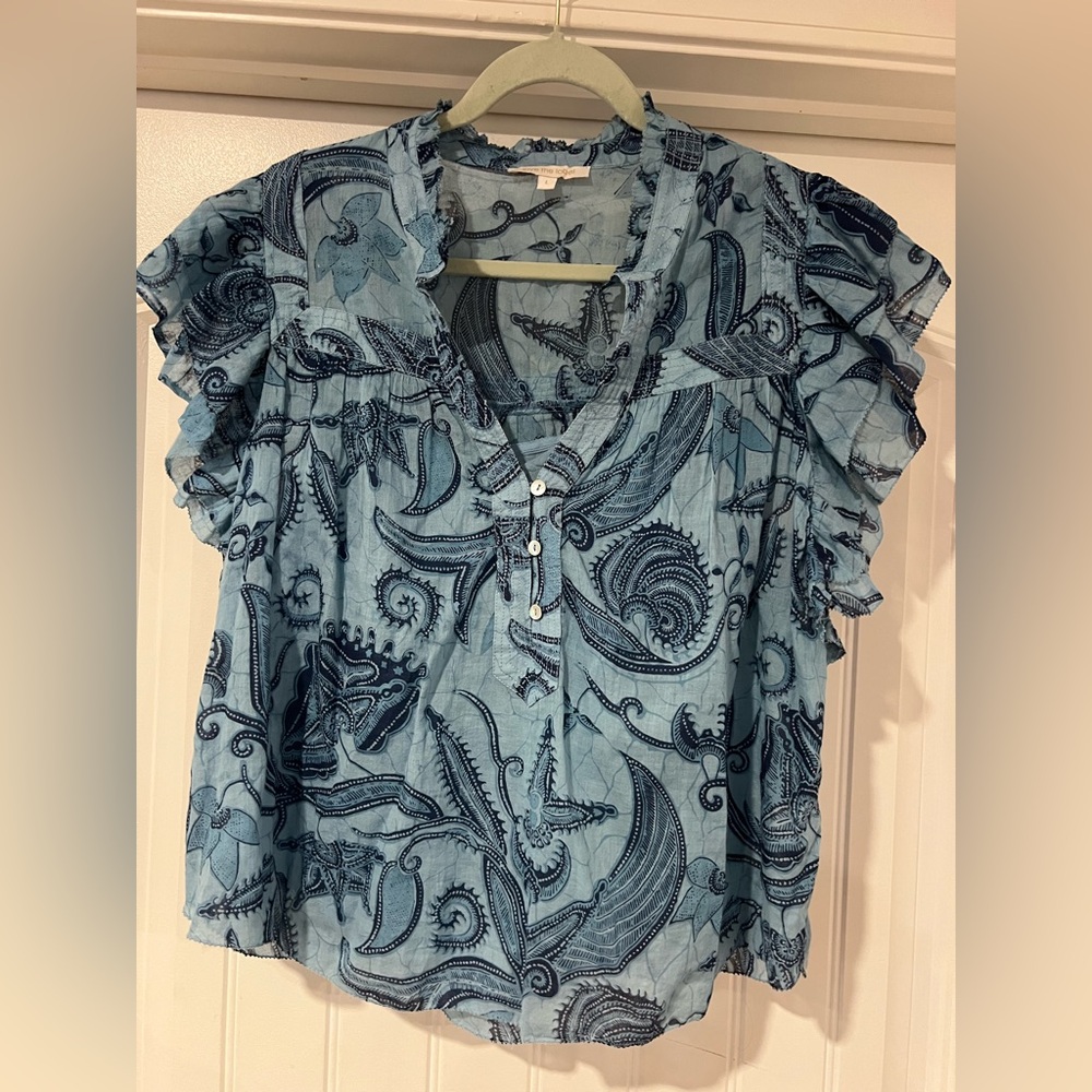 LOVE THE LABEL SARA TOP - SASHA BLUE PRINT size L